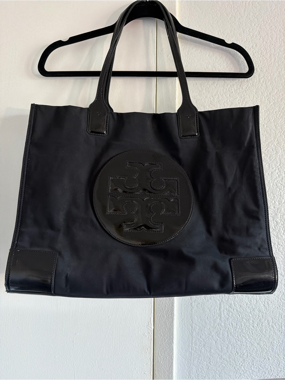 Tory Burch Black Nylon Logo Tote